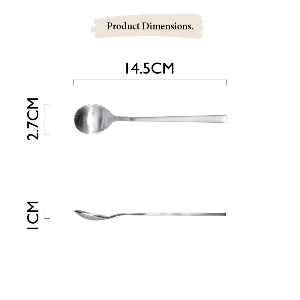 KN-6124-ProductDimension Stainless Steel Teaspoon